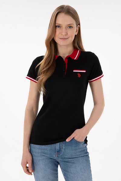 U.S. Polo Assn. Women's Black Polo Neck T-Shirt 50305719-Vr046