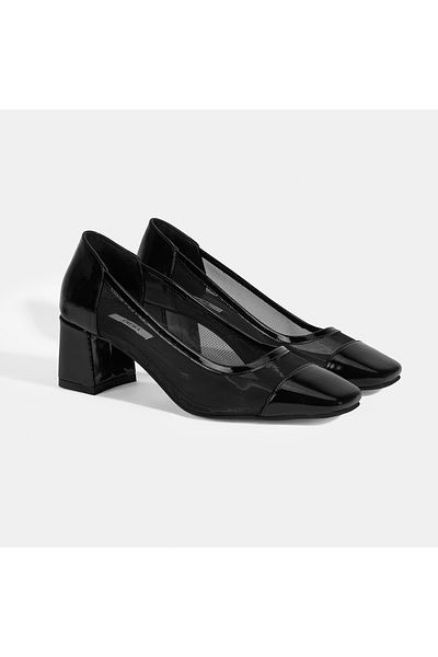 Desa Women's Black Mesh Detailed Heeled Classic Shoes