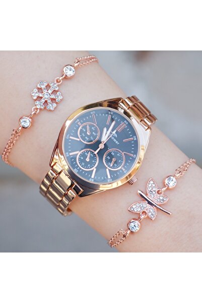 Goldpower Rosegold Metal Kordon Kadın Saat Kombini 9689