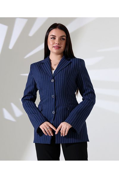 COCOCİX Striped Jacket Patterned Double Pocket Blazer Jacket