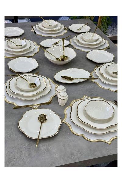 İLİK HOME Lüx Porselen Aveline 29 Parça Yemek Takımı Gold