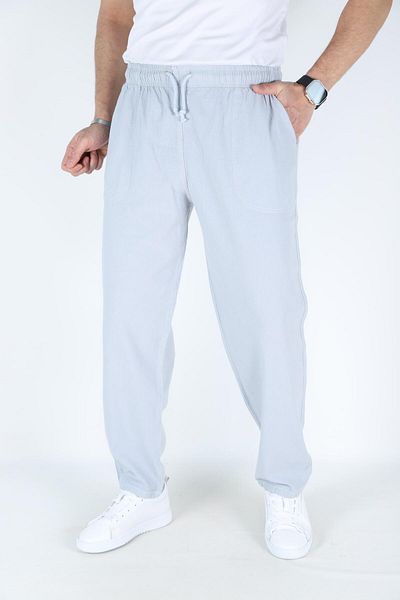 MYRAB DENİM Silver Men's Oversize Summer Linen Trousers - 100% Cotton