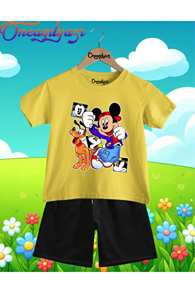 oneagılyazı WOFFYMİCKEY B Štampano O Oversize kroj Dječje šortseve T T-shirt Set