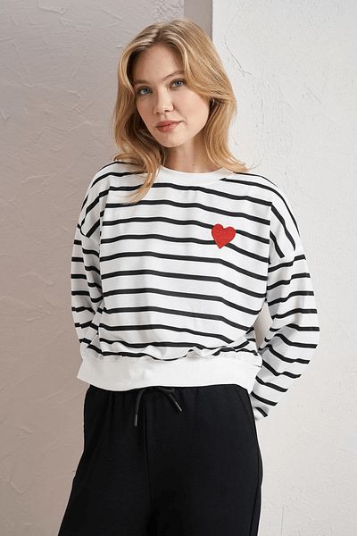 İKLİM LİFE Heart Striped Sweat