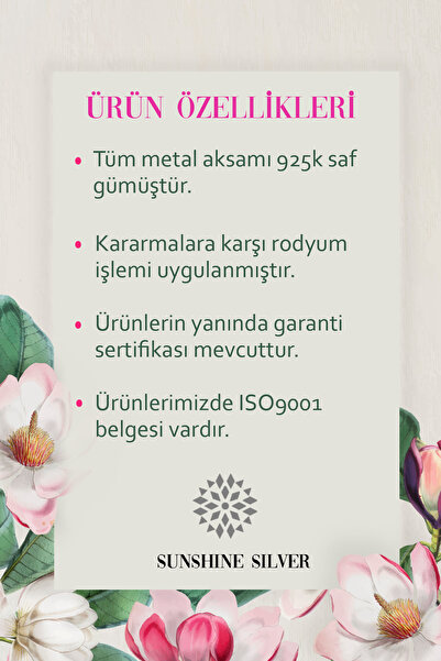 SUNSHINE 925 Ayar Gümüş Damla Taşlı Tasarım Şahmeran