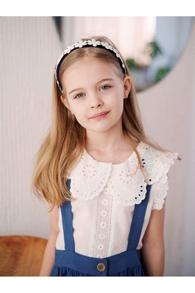 Hilal Akıncı Kids Set de bluză colorată cu guler din dantelă pentru fete