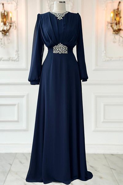 Amine Hüma Βραδινό φόρεμα Navy Blue Faran
