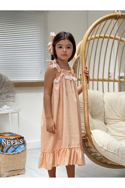 Hilal Akıncı Kids Rochie țesută în dungi pentru fete