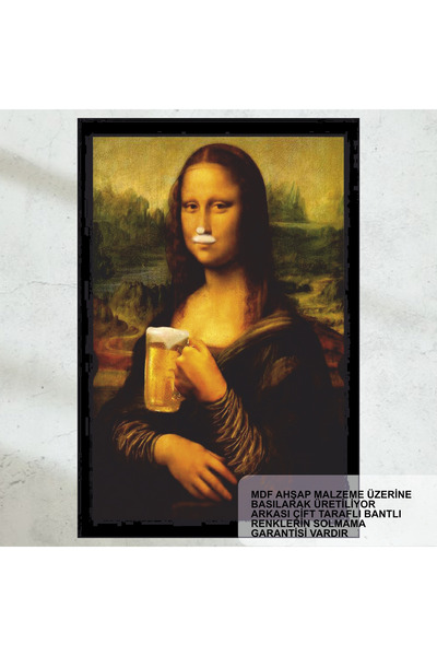 Hayat Poster köpüklü bira içen mona lisa tablosu eğlenceli komik retro ahşap poster