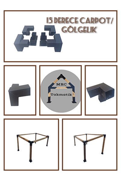 Home MRC Takmatik Ahşap Bahçe ev Pergola Çardak 15° Montaj Aparatı Seti Demir...