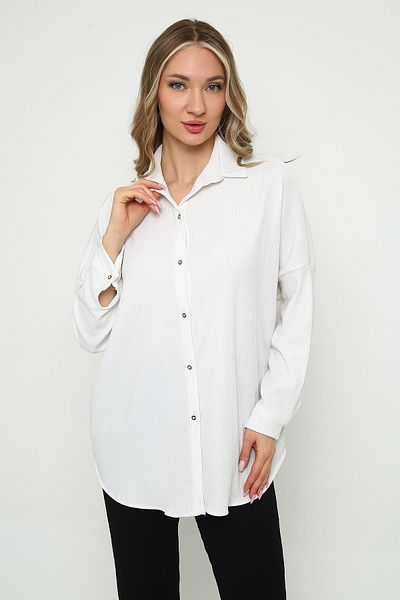 Mythologie White Top Slope Twist - Combinație de rever de denim încrețit supradimensionat