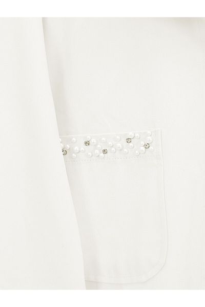 Modamorfo Pearl Detailed Snap Fastener Washable Cotton Gabardine Suit -White