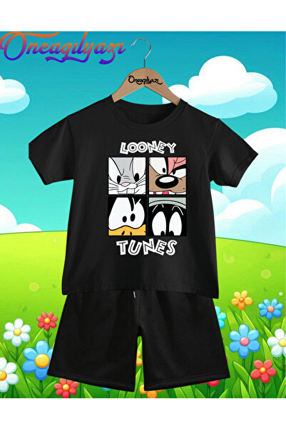oneagılyazı LOONEYTUNES SQUARE Štampano Oversize kroj Dječje šortseve T-shirt...