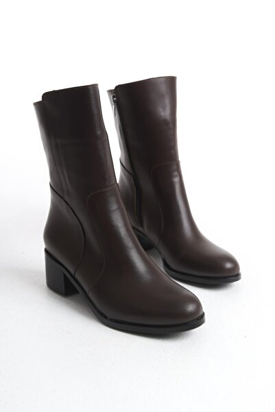 CZ London Kadın Hakiki Deri Kısa Topuklu Fermuarlı Casual Şık Bot Tam Kalıp Kadın Kışlık Ayakkabı