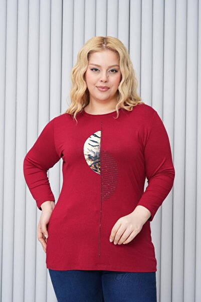 Siyezen Plus Size Leopard Print Capri Sleeve Blouse