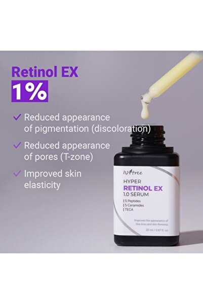 Isntree ISNTREE Hyper Retinol EX 1.0 Serum 20ml | 5 Peptides | 5 Cermaides | Helps Reduce Fine Lines