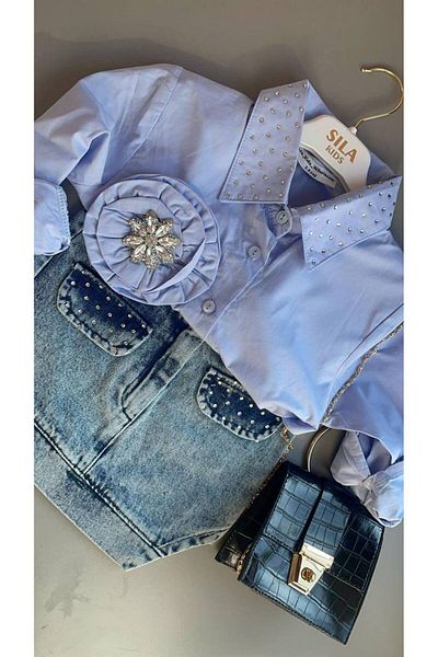 SILA Girl's Holiday Combined Skirt Shirt Bag Bluz
