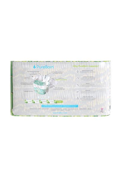 PUREBORN Organic Diapers Size 5 For 11-18 Kg Master Pack 88pcs with Leopard Print