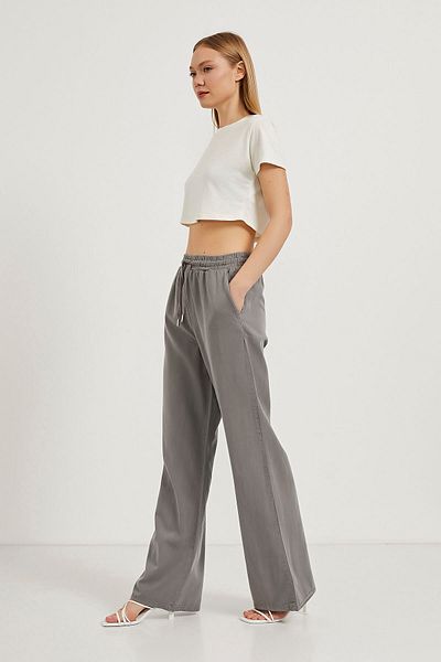 Arma Life Pantaloni palazzo afumati cu talie largi pentru femei