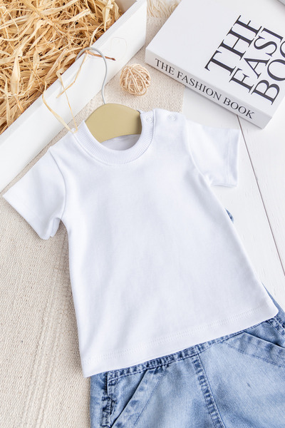 Babymod Figured Summer 2-Piece Baby Boy Denim Salopet Jumpsuit