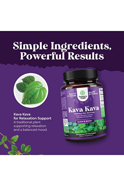 Natures Craft Kava Kava Root Extract 1000mg - Mood, Stress & Sleep Support - 30 Capsules