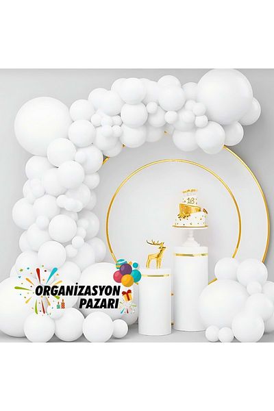 Organizasyon Pazarı Pastel White 60 Pieces Balloon Chain Set