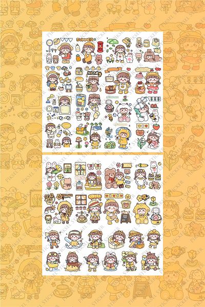 Piksel Grafik Kawaii Yellow Anime Sticker Set - Pen, Laptop Notebook Water Bottle