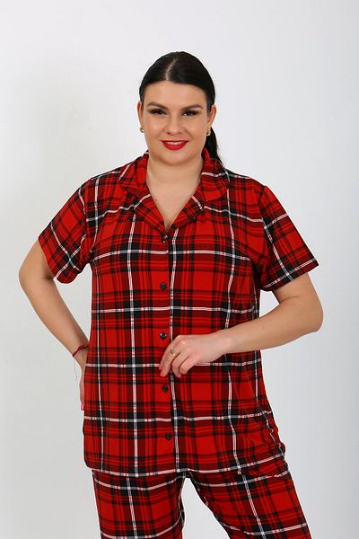 nisaNCa Plus Size Short-Sleeved Milan Shirt Pajamas Set-Young Mother Series