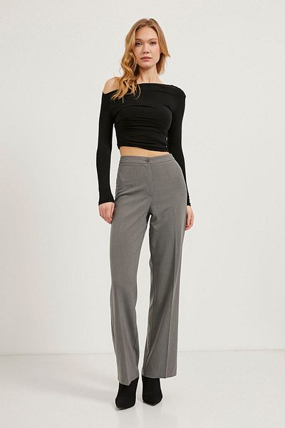 Arma Life Women's High Waist Wide Leg Gray Palazzo Pants