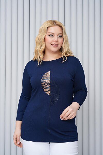 Siyezen Plus Size Leopard Print Capri Sleeve Blouse