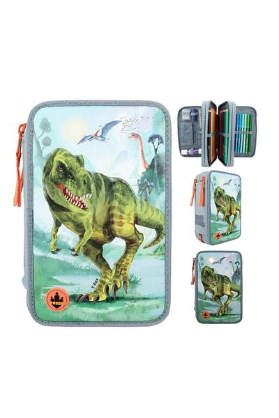 Top Model Pencil Case Equipped With 3 Zippers With T-rex Code