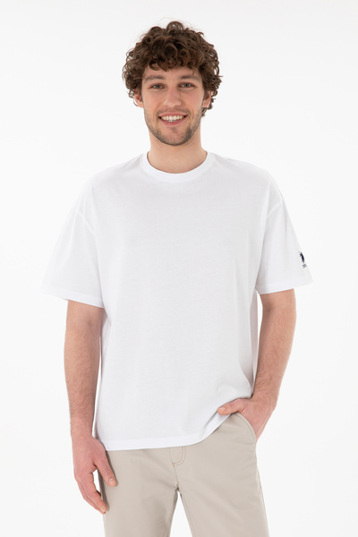 U.S. Polo Assn. Erkek Oversize Fit Bisiklet Yaka Beyaz Tişört 50305859-VR013