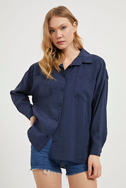 Arma Life Жіноча сорочка преміум-класу oversize з кишенями, синя