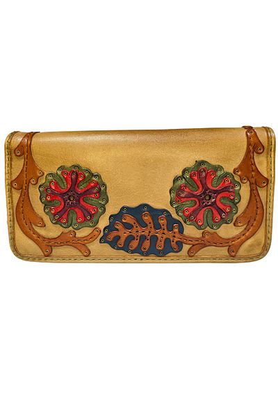 GÖN 100% LEATHER HANDMADE WOMEN'S WALLET WITH HORIZONTAL PHONE COMPARTMENT ZIPPER AND FENCE FAPER (LIVA)