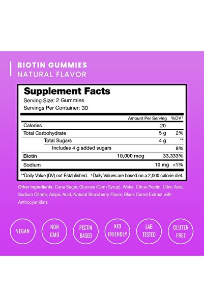 NutraChamps Biotin Gummies 10000mcg - High Potency Hair, Skin & Nails Vitamins - Vegan, Non-GMO
