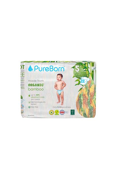 PUREBORN Organic Diapers Size 5 For 11-18 Kg Single Pack 22pcs with Sunflower Print