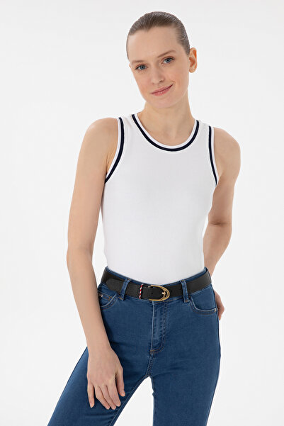 U.S. Polo Assn. Kadın Beyaz Kolsuz Bisiklet Yaka Tişört 50305857-VR013