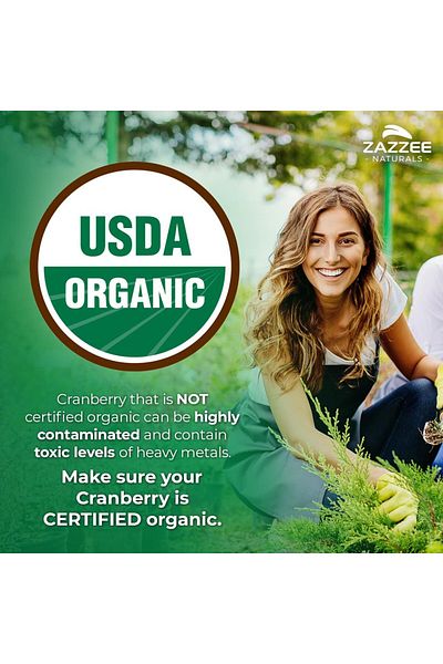 Zazzee USDA Organic Cranberry 25:1 Extract, 12,500 mg, 100 Vegan Capsules, Non-GMO, 3+ Month Supply