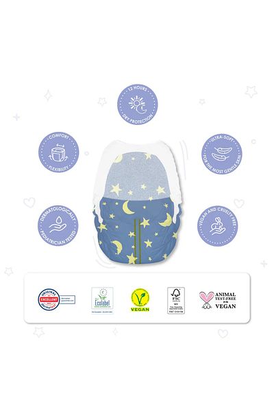 PUREBORN Baby Night Payjama Pants Size 4 For 9-15 Kg Master Pack 88pcs with Assorted Print