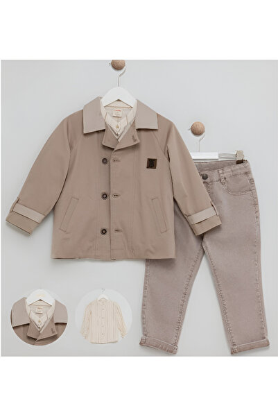 Bombili 3-Piece Set with Trench Coat and Muslin Shirt