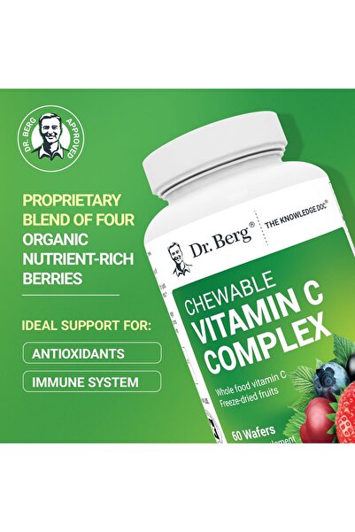 Dr. Berg Nutritionals Dr. Berg Chewable Vitamin C Complex - Made with Organic, Non-GMO Berries - 60 Delicious Wafers