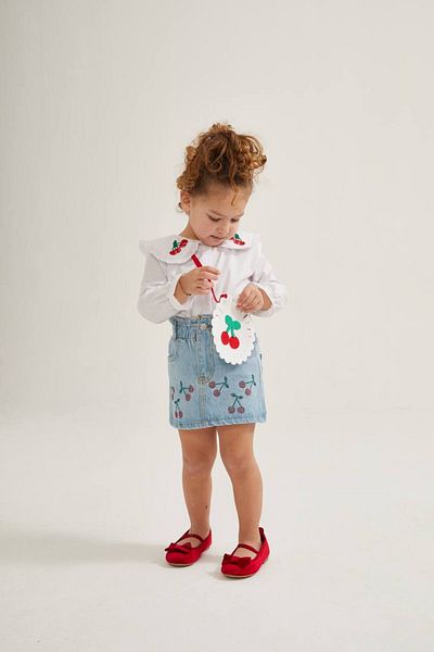 maykids Cherry Stone Detailed Skirt and Shirt (Bag)