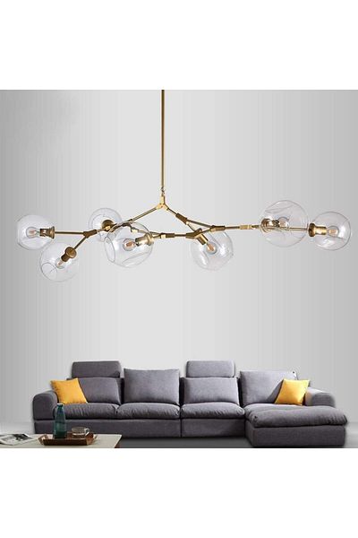 A F N LIGHTING Modern Molecular Chandelier - 9-Head Glass Bubble Ball Design with Adjustable Arms