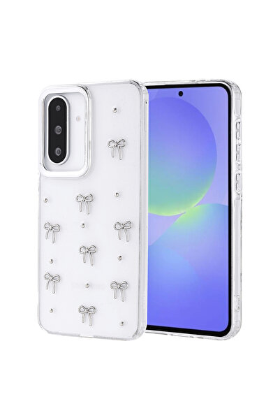 m.tk moveteck Samsung Galaxy A37 Fiyonk Desenli Şeffaf Kılıf Simli Darbeye Da...