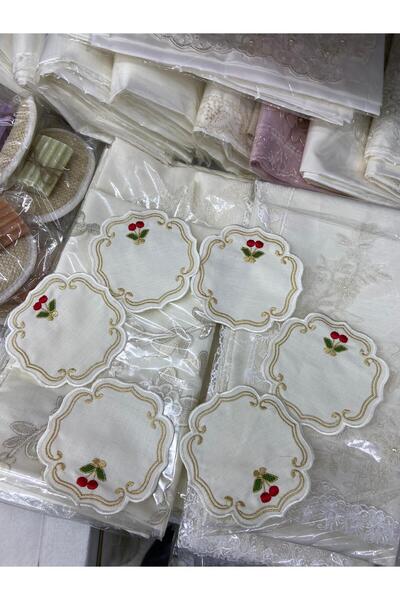 HMZ Textile Coffee Table Presentation with Cocktail 6 Pieces Servette Servette Embroidery Special Design