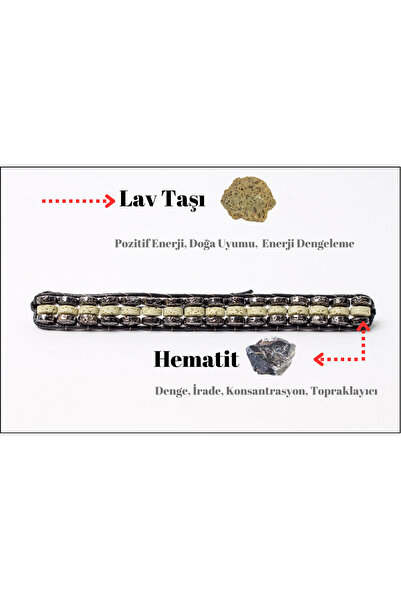 Negatif Enerjiye Karşı Yeşil Lav Taşı & Hematit Bileklik – Doğal, Şık & El Yapımı