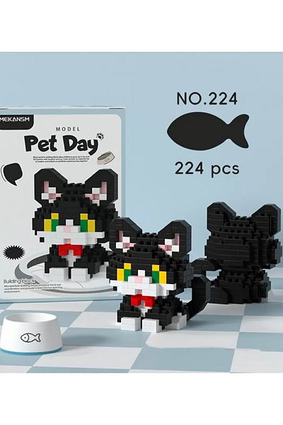 purple dragon Black Smoke Cat Bricks Set, Includes Tiny Building Blocks, Building Blocks