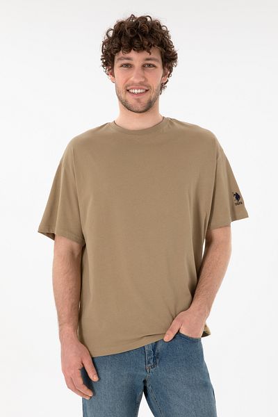 U.S. Polo Assn. Men's Oversize Fit Crew Neck Khaki T-Shirt 50305859-Vr027