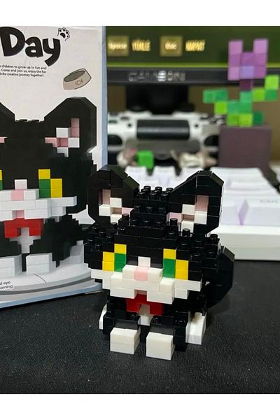 purple dragon Black Smoke Cat Bricks Set, Includes Tiny Building Blocks, Building Blocks