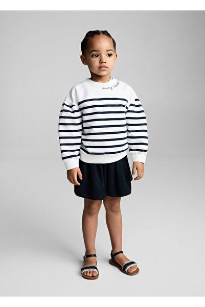 MANGO Baby Yazılı çizgili sweatshirt